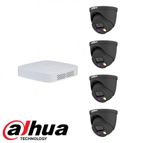 Dahua set 4-kanaals IP NVR + 4 x 4MP IP TIOC camera Zwart IP67