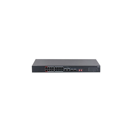 Dahua DH-S3218-16ET-135 18-poorts Unmanaged Desktop Switch met 16-poorts PoE, 2 × RJ-45 10/100/1000 Mbp